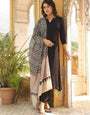 Elegant Black Cotton Silk Kurta Set with Chanderi Dupatta - Perfect for Any Occasion