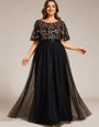 Premium Star Georgette Embroidered Gown with Flared Sleeves & Satin Belt | Round Neck Partywear Evening Dress