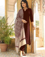 Elegant Brown Cotton Silk Kurta Set with Chanderi Dupatta - Perfect for Any Occasion
