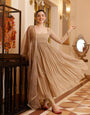 Georgette Anarkali Gown Set with Lace Dupatta | Layered Flare & Plazo | Festive & Traditional Wear| Chiku