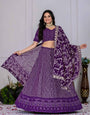 Royal Purple Embroidered Fox Georgette Lehenga Choli Set with Dupatta