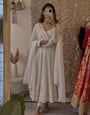 White Embroidered Faux Blooming Anarkali Suit with Dupatta
