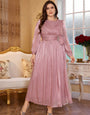 Women’s Full Sleeve Maxi Gown with Waist Brooch | Elegant Party Wear Long Dress Pink