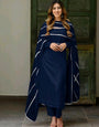 COTTON SILK ELEGANT MIDNIGHT BLUE KURTA SET