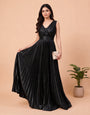 Luxury Evening Wear Gown for Women – Sleeveless V-Neck Party & Cocktail Dress Black