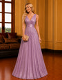 Luxury Evening Wear Gown for Women – Sleeveless V-Neck Party & Cocktail Dress Lavendar