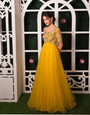 SILK EMBROIDERED CELEBRITY GOWN : YELLOW
