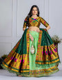 Navratri Special Dandiya Wear Green Jacquard Lichi Silk Lehenga Choli With Rich Zari Weaving Dupatta