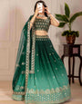 💚 Emerald Glaze Green Embroidered Lehenga Choli Set