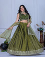 πͺ· Regal Olive Green Embroidered Lehenga Set β Ethnic Grace πͺ·