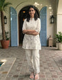 Summer Special Women Off White Cotton Embroidered Kurta Pant Set Lightweight Daily Wear | Aahiya Apparels
