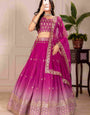 💖 Rani Radiance Shimmer Pink Embroidered Lehenga Choli Set