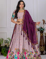 Ethnic Jungle Tales Chinon Silk Lehenga Set β Mauve Wine Edition π