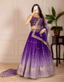 💜 Royal Amethyst Glow Embroidered Lehenga Choli Set
