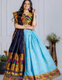 Bright Sky Blue Lichi Silk Lehenga Choli With Vibrant Dupatta – Perfect for Daytime Dandiya