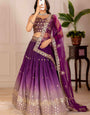 💜 Imperial Wine Embroidered Lehenga Choli Set