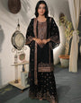 Pure Fendy Silk Embroidered Sharara Set with Dupatta – Black Festive Party Wear