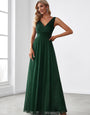 Designers Designed Double V Neck With Plated Patterns Premium Evening Dresses Or Cocktail party wear one piece Gown.