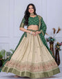 Emerald Charm Green Jacquard Lehenga Set 🌿