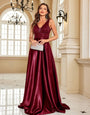 Partywear Elegant Sequin Bodice with Flowing Satin A-Line Elegant Maroon