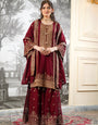Pure Fendy Silk Embroidered Sharara Set with Dupatta – Maroon Wedding Ethnic Wear