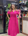 Women’s Pure Cotton Pink Midi Dress | Soft Casual Button Down Summer Dress for Women
