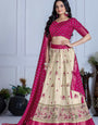 Royal Jacquard Lehenga Choli Set – Rani Pink Glam Lehenga Set