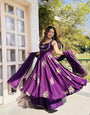 Royal Purple Designer Fendy Silk Gown Sharara Set