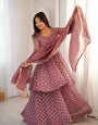 Women Heavy Crunchy Silk Jacquard Sharara Set – Wine Party Wear Ethnic Suit with Dupatta | Aahiya Apperles