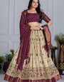 Royal Jacquard Lehenga Choli Set – Wine Royale Lehenga Set