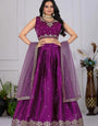 πͺ· Regal Wine Embroidered Lehenga Set β Stitched Perfection πͺ·