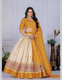 Golden Glow Yellow Jacquard Lehenga Set โจ