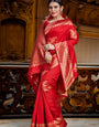 ART SILK JACQUARD BORDER SAREE : RED