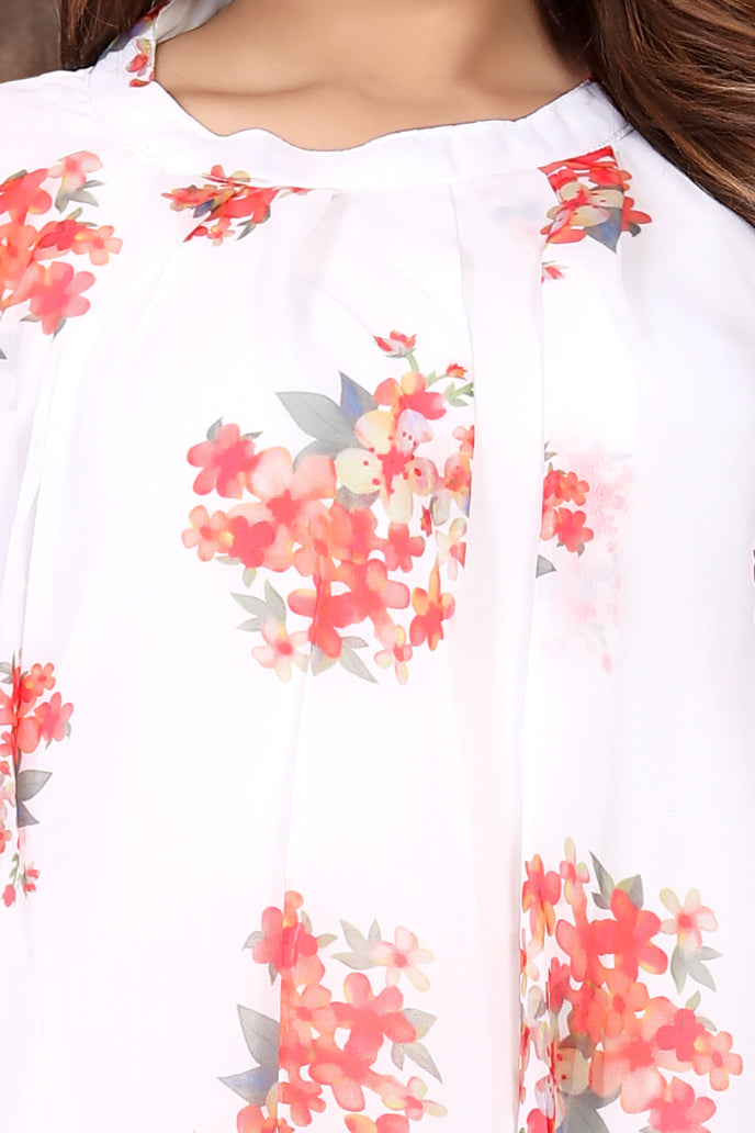 CHIC FLORAL PEARL WHITE WESTERN TOP💕