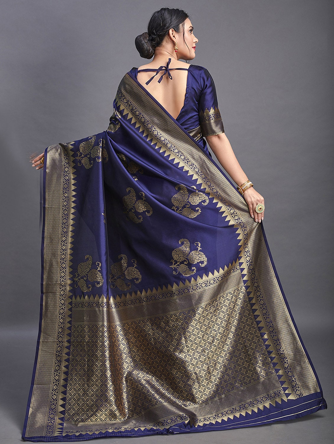 ART SILK JACQUARD BORDER SAREE : BLUE