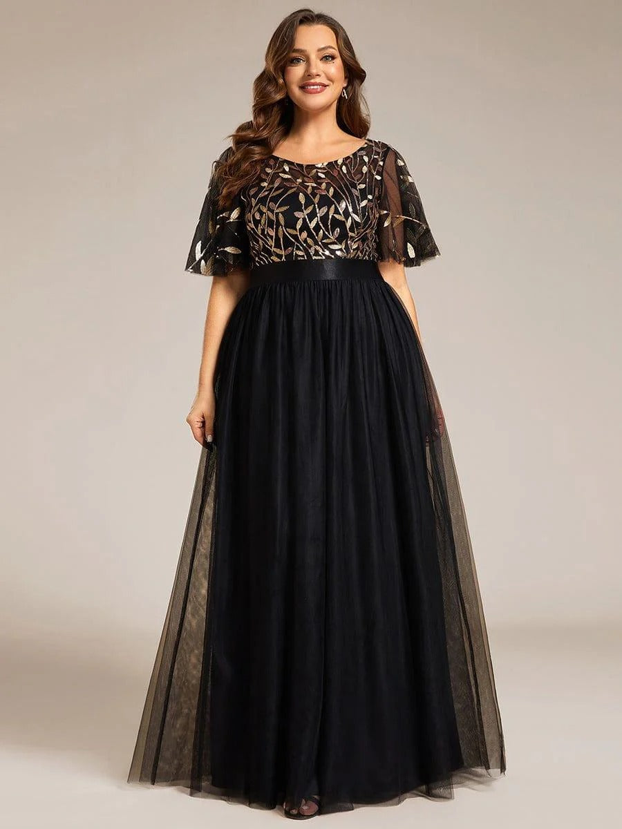 Round Neck Partywear Evening Dress