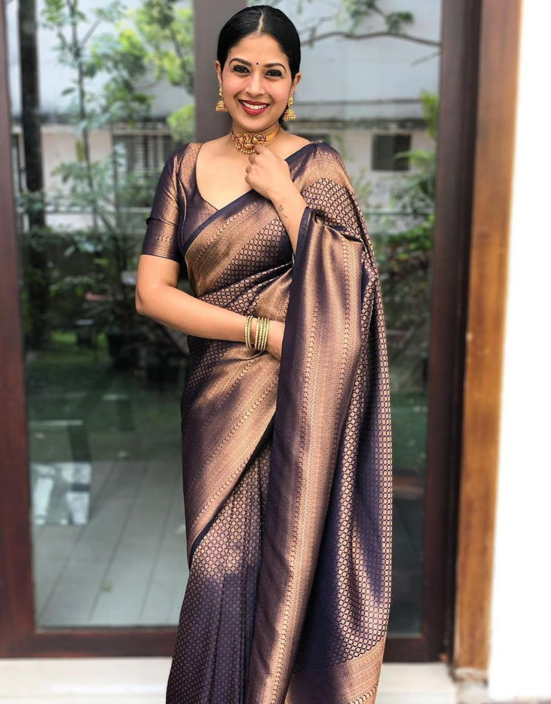 ART SILK JACQUARD SAREE WITH RUNNING BLOUSE