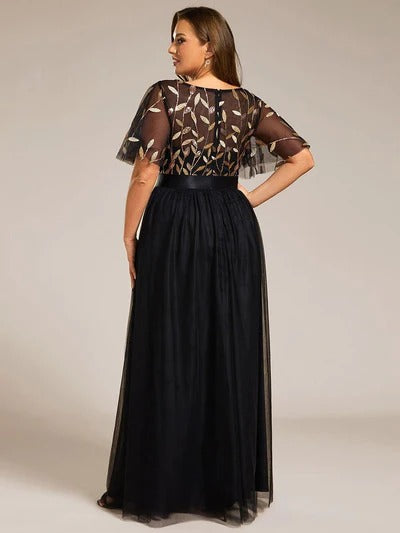 Round Neck Partywear Evening Dress