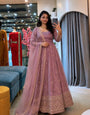 Women’s Mauve Pink Crunchy Silk Embroidered Gown Set