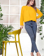 HALDI YELLOW POLKA DOT GEORGETTE TOP WITH PUFF SLEEVE