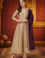 Elegant Vichitra Silk Kurta Pant Dupatta Set with Embroidery Work – Festive & Party Wear Suit for Women Chiku