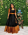 ETHNIC OPULENCE: FLOOR-LENGTH BLACK JACQUARD-COTTON GOWN FOR WEDDINGS & FESTIVALS