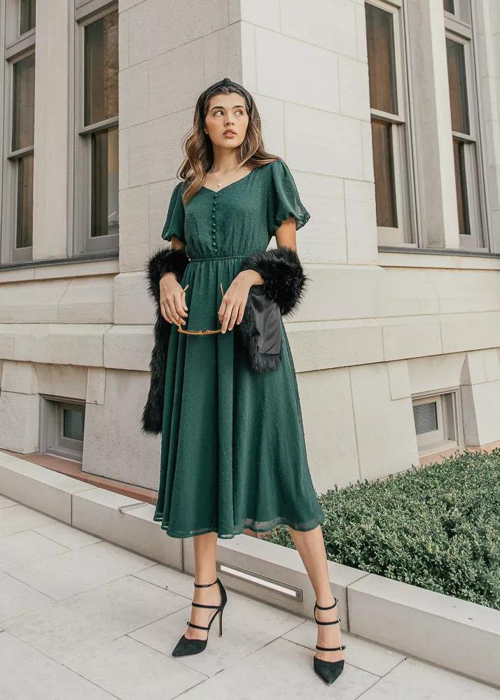 ELEGANT CASUAL HIGHBURY DRESS EMERALD