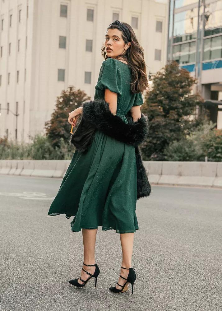 ELEGANT CASUAL HIGHBURY DRESS : EMERALD