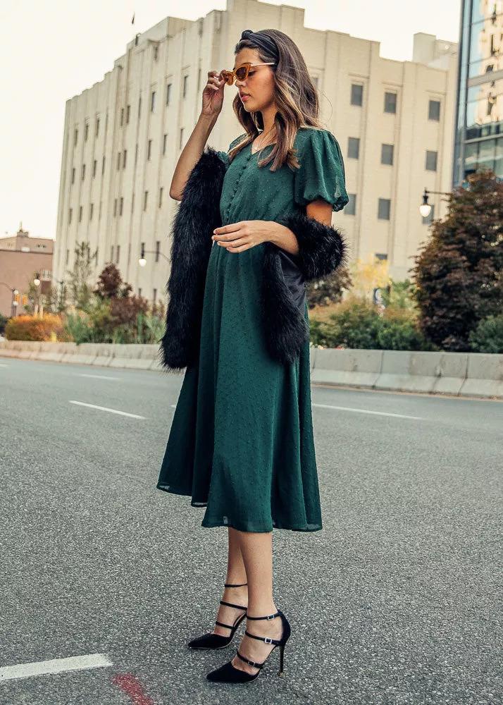 ELEGANT CASUAL HIGHBURY DRESS : EMERALD