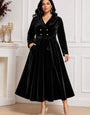 Women's Black Velvet A-Line Maxi Dress with Belt | Premium Party Wear Evening Dress