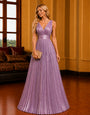 Luxury  Evening Wear  Gown for Women – Sleeveless V-Neck Party & Cocktail Dress Lavendar