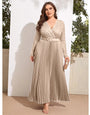 ELEGANT EMBROIDERED PLEATED MAXI DRESS IN FAUX GEORGETTE