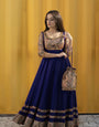 STUNNING NAVY BLUE COTTON GOWN: EFFORTLESS ELEGANCE FOR EVERY OCCASION