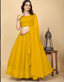 YELLOW CHIKANKARI LEHENGA SET FOR HALDI